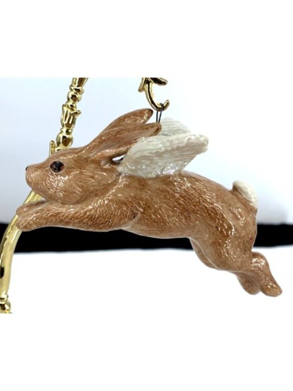 Angel Bunny Rabbit Christmas Ornament Porcelain 4.75" Vtg